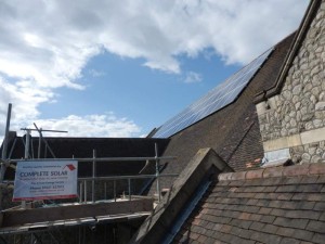Church roof mounted solar panels